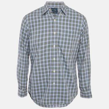 Pre Owned قميص رالف لورين مقسم مقاس مخصص قطن مربعات متعددة الألوان مقاس متوسط