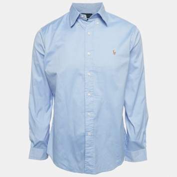 Pre Owned Ralph Lauren Blue Cotton Slim Fit Shirt L