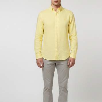 Pre Owned Ralph Lauren Yellow Linen Button Down Shirt M 