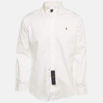 مملوكة مسبقًا Ralph Lauren White Logo Embroidered Cotton Shirt S