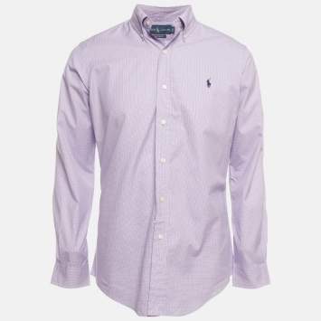 Pre Owned Ralph Lauren Purple Check Cotton Custom Fit Button Down Shirt S