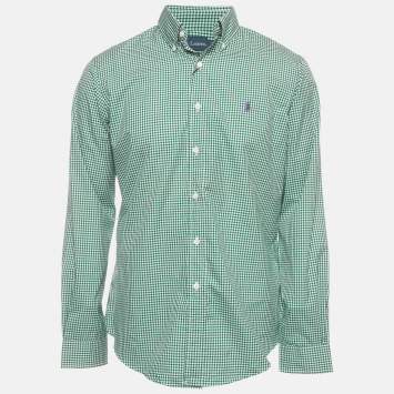 Pre Owned Ralph Lauren Green Plaid Cotton Button Down Shirt M 