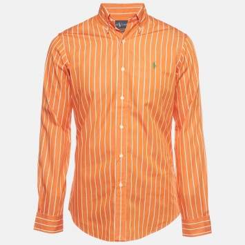 Pre Owned Ralph Lauren Orange Stripe Cotton Long Sleeve Shirt S 