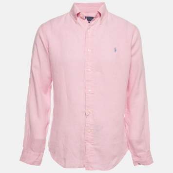 مملوكة مسبقًا Ralph Lauren Pink Linen Button Down Shirt M 