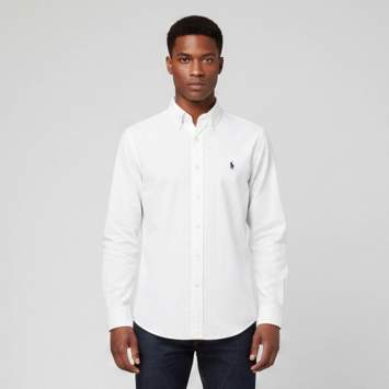 مملوكة مسبقًا Ralph Lauren White Logo Embroidered Seersucker Shirt S