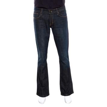 Pre Owned Ralph Lauren Indigo Duotone Washed Denim Faded Effect Boot Cut Jeans M