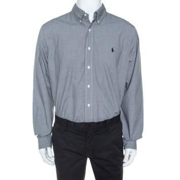 Pre Owned Ralph Lauren Monochrome Micro Check Cotton Button Front Shirt XXL