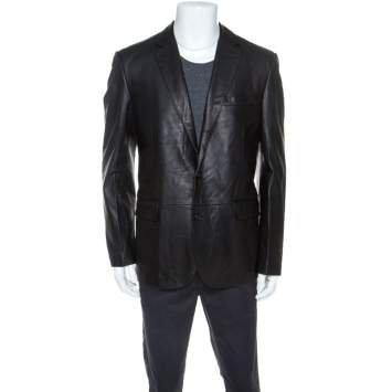 Pre Owned Ralph Lauren Black Lamb Leather Anthony Sport Coat XL 