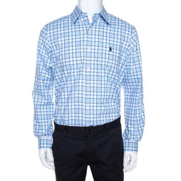 Pre Owned Ralph Lauren Bicolor Checked Cotton Button Down Shirt M