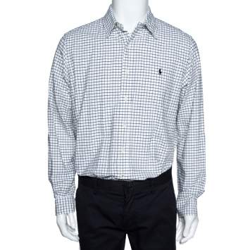 Pre Owned Ralph Lauren Black & White Window Pane Checked Cotton Shirt L