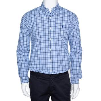 Pre Owned Ralph Lauren Blue Gingham Check Cotton Long Sleeve Shirt M