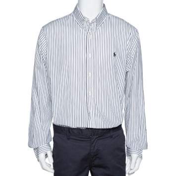Pre Owned Ralph Lauren Monochrome Striped Cotton Button Front Shirt XL 