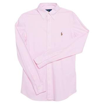 Pre Owned Ralph Lauren Pink Cotton Knit Slim Fit Oxford Shirt S