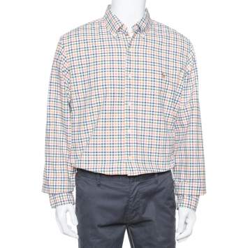 Pre Owned Ralph Lauren Multicolor Plaided Cotton Button Front Shirt XL