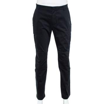 Pre Owned Ralph Lauren Navy Blue Cotton Pocket Detail Paneled Pants L