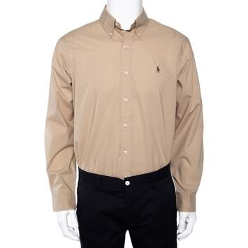 Pre Owned Ralph Lauren Beige Cotton Button Front Shirt L