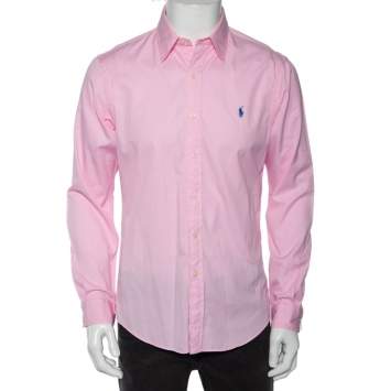 Pre Owned Ralph Lauren Pink Feather Weight  Cotton Slim Fit Shirt M