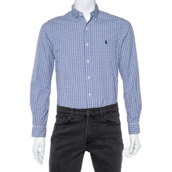 Pre Owned Ralph Lauren Blue Check Cotton Button Down Shirt S 