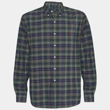Pre Owned Ralph Lauren Green Tartan Check Cotton Button Down Shirt XXL