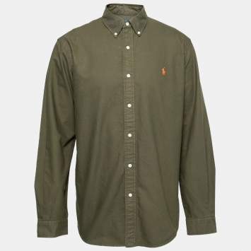 Pre Owned Ralph Lauren Green Cotton Button Down Custom Fit Shirt XL