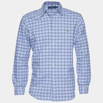 Pre Owned Ralph Lauren Blue Plaid Oxford Button Down Shirt L