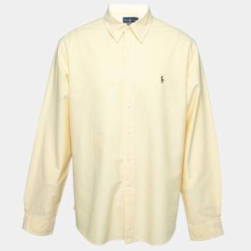 Pre Owned Ralph Lauren Yellow Cotton Custom Fit Button Front Shirt XXL