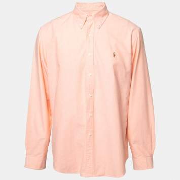Pre Owned Ralph Lauren Peach Cotton Button Down Shirt XL