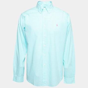 Pre Owned Ralph Lauren Green Checkered Cotton Button Front Shirt XL