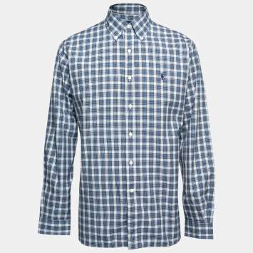 Pre Owned Ralph Lauren Blue Checked Cotton Button Down Shirt XL