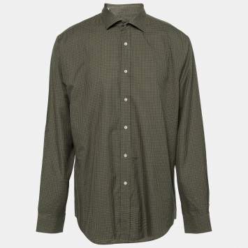 Pre Owned Ralph Lauren Green Checked Cotton Button Front Shirt XL
