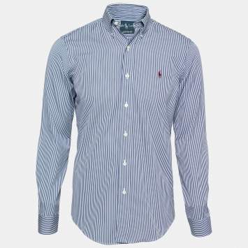 Pre Owned Ralph Lauren Blue Striped Cotton Long Sleeve Shirt S