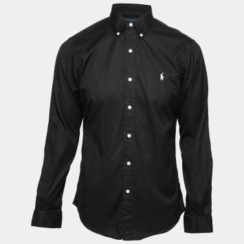 Pre Owned Ralph Lauren Black Cotton Slim Fit Button Front Shirt M