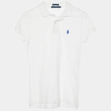 Pre Owned Ralph Lauren White Cotton Pique The Skinny Polo T-Shirt S
