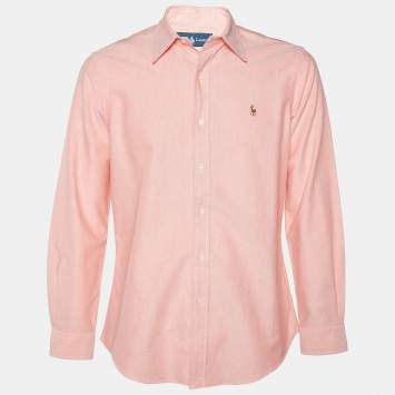 Pre Owned Ralph Lauren Pink Cotton Button Front Shirt M