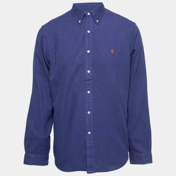Pre Owned Ralph Lauren Blue Cotton Button Down Shirt L