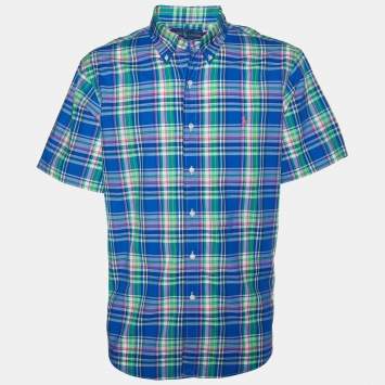Pre Owned Ralph Lauren Multicolor Checkered Cotton Custom Fit Shirt XL