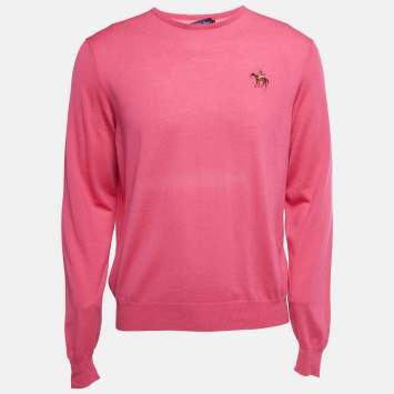 Pre Owned Ralph Lauren Pink Wool Knit Crew Neck Sweater L