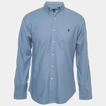 Pre Owned Polo Ralph Lauren Blue Cotton Slim Fit Shirt M
