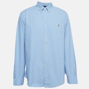 Pre Owned Polo Ralph Lauren Blue Gingham Cotton Shirt XXL