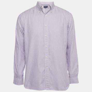 Pre Owned Ralph Lauren Purple Striped Cotton Buttoned Down Shirt M