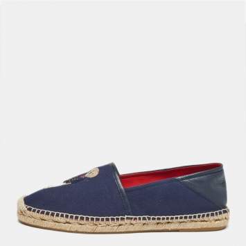 Pre Owned Ralph Lauren Navy Blue Denim Slip On Espadrille Size 41