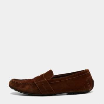 Pre Owned Ralph Lauren Brown Suede Penny Loafers Size 44