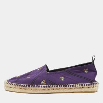 Pre Owned Ralph Lauren Purple Printed Fabric Slip On Espadrilles Loafers Size 41