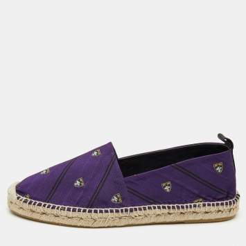 Pre Owned Ralph Lauren Purple Printed Fabric Slip On Espadrilles Loafers Size 45