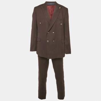 Pre Owned Ricci Di Napoli Burgundy Wool Slim Fit Suit Set XXL/XL 