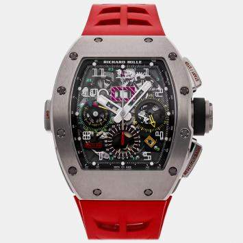 Pre Owned Richard Mille Flyback RM 11-02 Black Titanium Automatic Men's Watches 50x42mm 