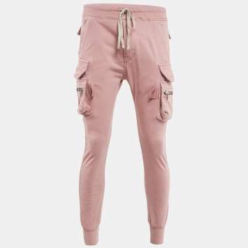 Pre Owned Rick Owens Pink Cotton Knit Mastodon Cargo Pants M