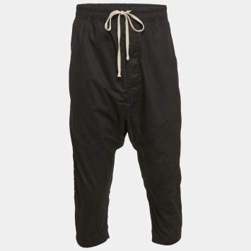 Pre Owned Rick Owens Black Cotton Drop-Crotch Pants M