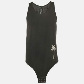 Pre Owned Rick Owens x Champion Black Logo Embroidered T-Shirt M