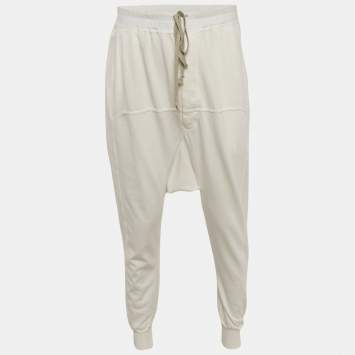 مملوكة مسبقًا Rick Owens White Cotton Knit DRKSHDW Drawstring Pants S